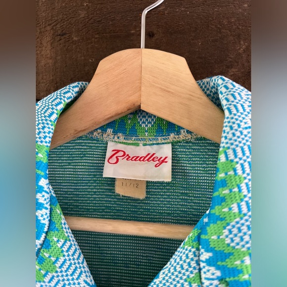 Vintage Groovy Zig Zag Waves Bradley Dagger Collar Button Up Lightweight Jacket - Picture 9 of 10